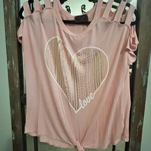 Amiana Pink Top with Gold Sequin Accents